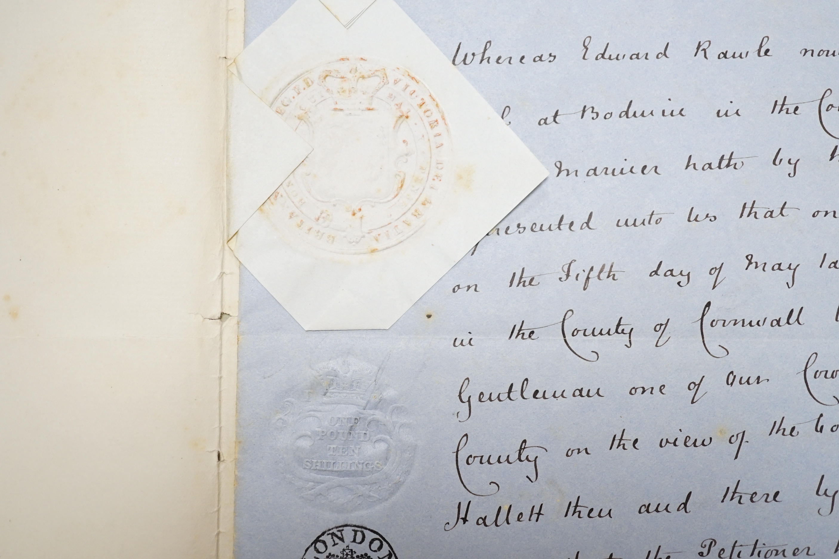A handwritten licence to plead to Frederick William Slade, dated 31 July 1855, countersigned by Queen Victoria